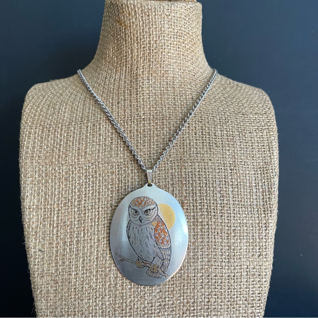 Vintage Reed And Barton Demascene Owl Pendant Necklace 30$